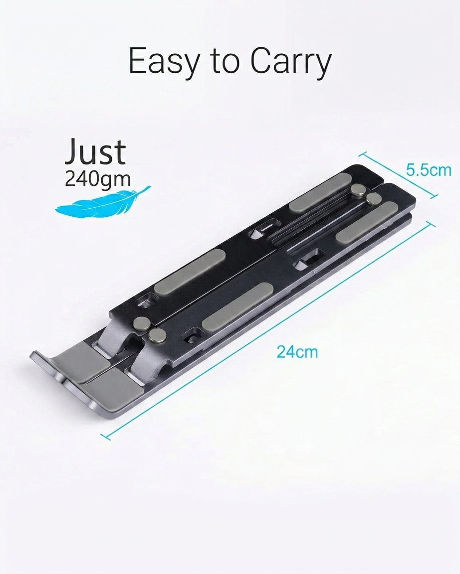 Adjustable Aluminum Laptop Stand for MacBook & Laptops | Ergonomic Desk Stand